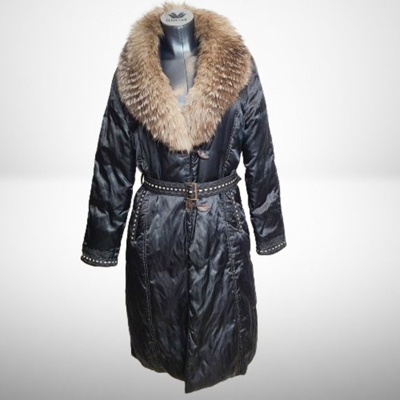 STUNNING FENDI WOMEN'S COAT WITH FOX FUR DETACHABLE COLLAR SIZE: L - Picture 1 of 16